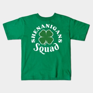 Shenanigans Squad Irish Shamrock Clover Leaf Funny St Patricks Day Kids T-Shirt